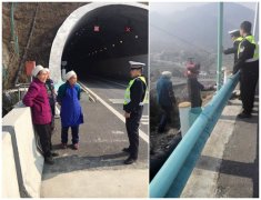 贵州德江:老人上高速 交警及时劝离